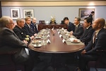 INSS hosted Mr. Manabu Imakyurei (second from right), President of Japan’s National Institute for Defense Studies (NIDS) on 19 March 2025 for a discussion on regional issues. INSS China Center Director Dr. Phil Saunders (front left) and VADM P.A. Garvin USN, President of NDU (second from the left), welcomed him to the University.