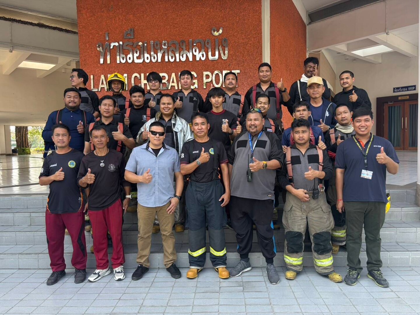 Washington National Guard Soldiers and Port of Laem Chabang firefighters.