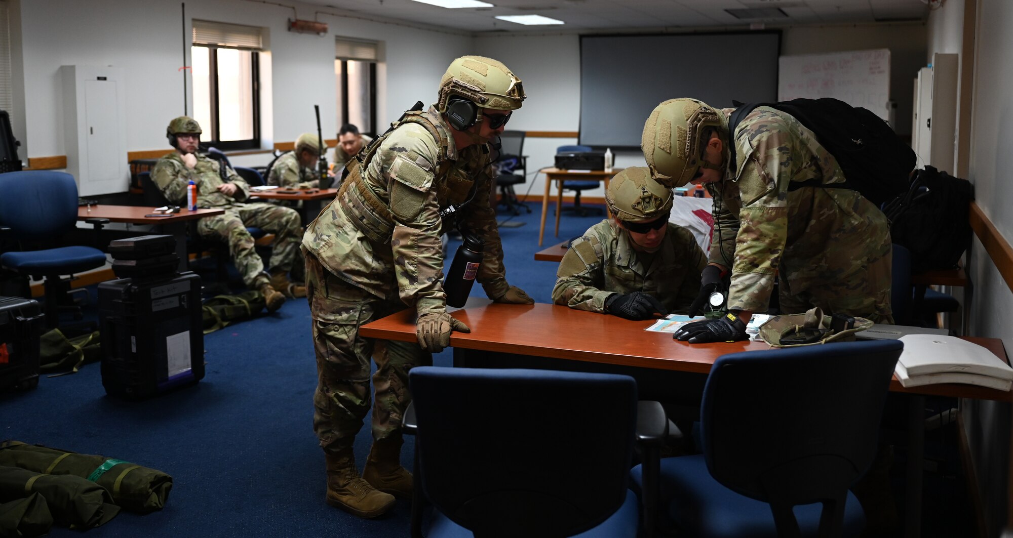644th Combat Communications Squadron Airmen complete of an expeditionary communication course at Northwest Field, Andersen Air Force Base, March 18, 2025. CBCS is a rapid-deployment unit designed to deploy, establish and provide NIPR/SIPR services and Secure/Non-secure voice capabilities.