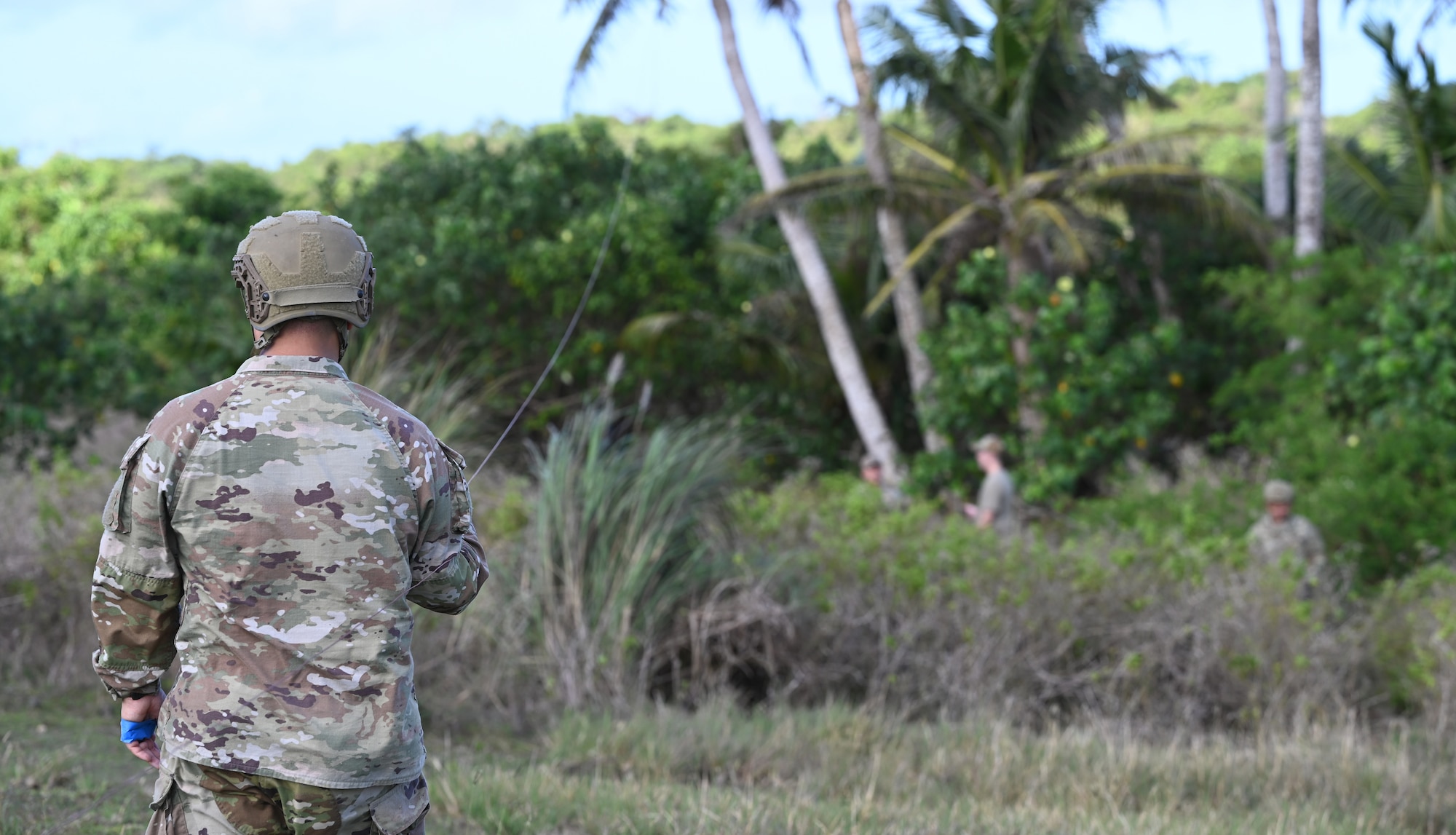 644th Combat Communications Squadron Airmen complete of an expeditionary communication course at Northwest Field, Andersen Air Force Base, March 18, 2025. CBCS is a rapid-deployment unit designed to deploy, establish and provide NIPR/SIPR services and Secure/Non-secure voice capabilities.