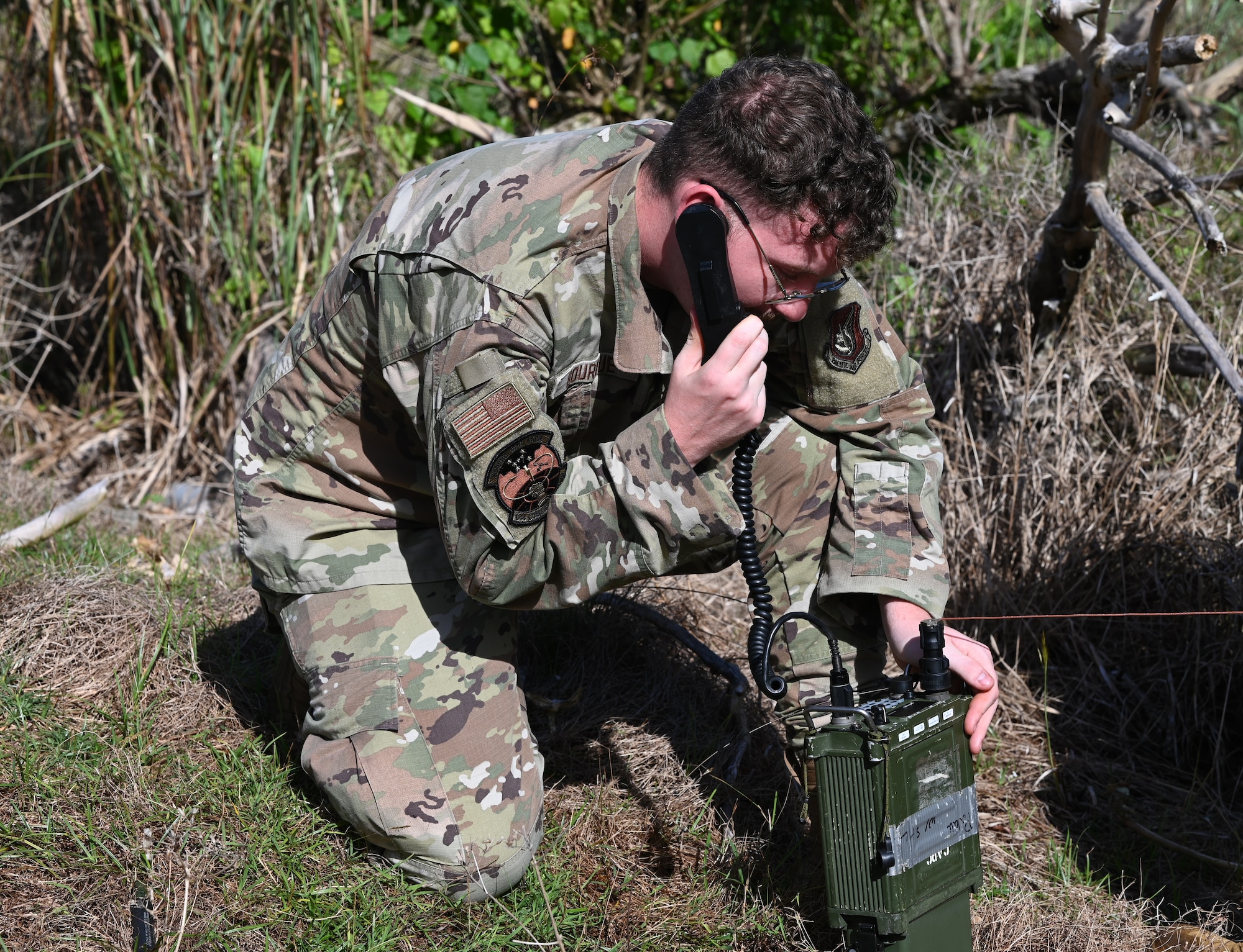 644th Combat Communications Squadron Airmen complete of an expeditionary communication course at Northwest Field, Andersen Air Force Base, March 18, 2025. CBCS is a rapid-deployment unit designed to deploy, establish and provide NIPR/SIPR services and Secure/Non-secure voice capabilities.