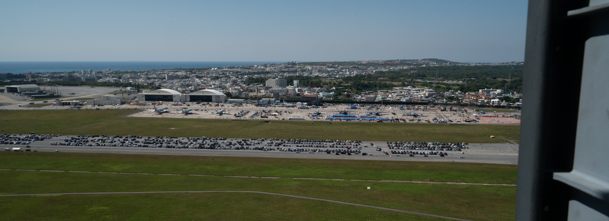 I bird's eye view shows the grand scale of a major base event.
