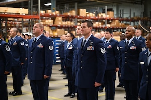 The 106th Rescue Wing Logistic Readiness Squadron conducted an open ranks inspection in the warehouse on Francis S. Gabreski Air National Guard Base, Westhampton Beach, N.Y., March 7, 2025.
