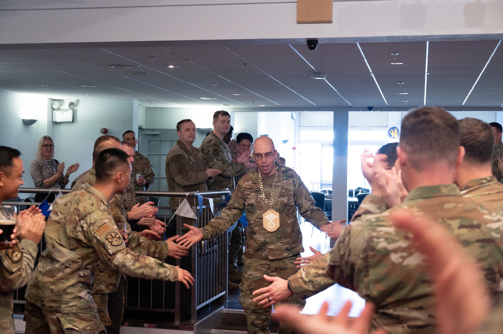 Pathfinders celebrate the selection of newly promoted Senior Master Sergeants