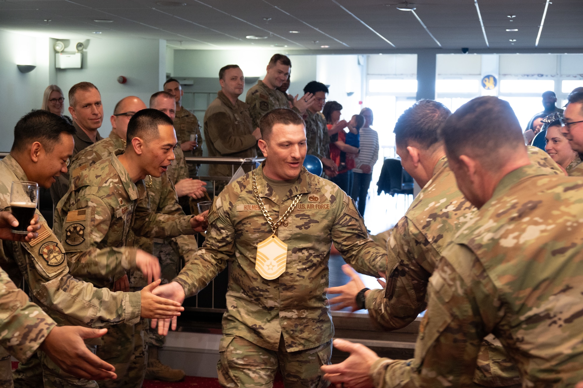 Pathfinders celebrate the selection of newly promoted Senior Master Sergeants