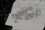 In the chilly, dusty morning at Fort Irwin, California, aka the “Sandbox,” March 11, 2025, four Oregon Army National Guard CH-47F “Chinook