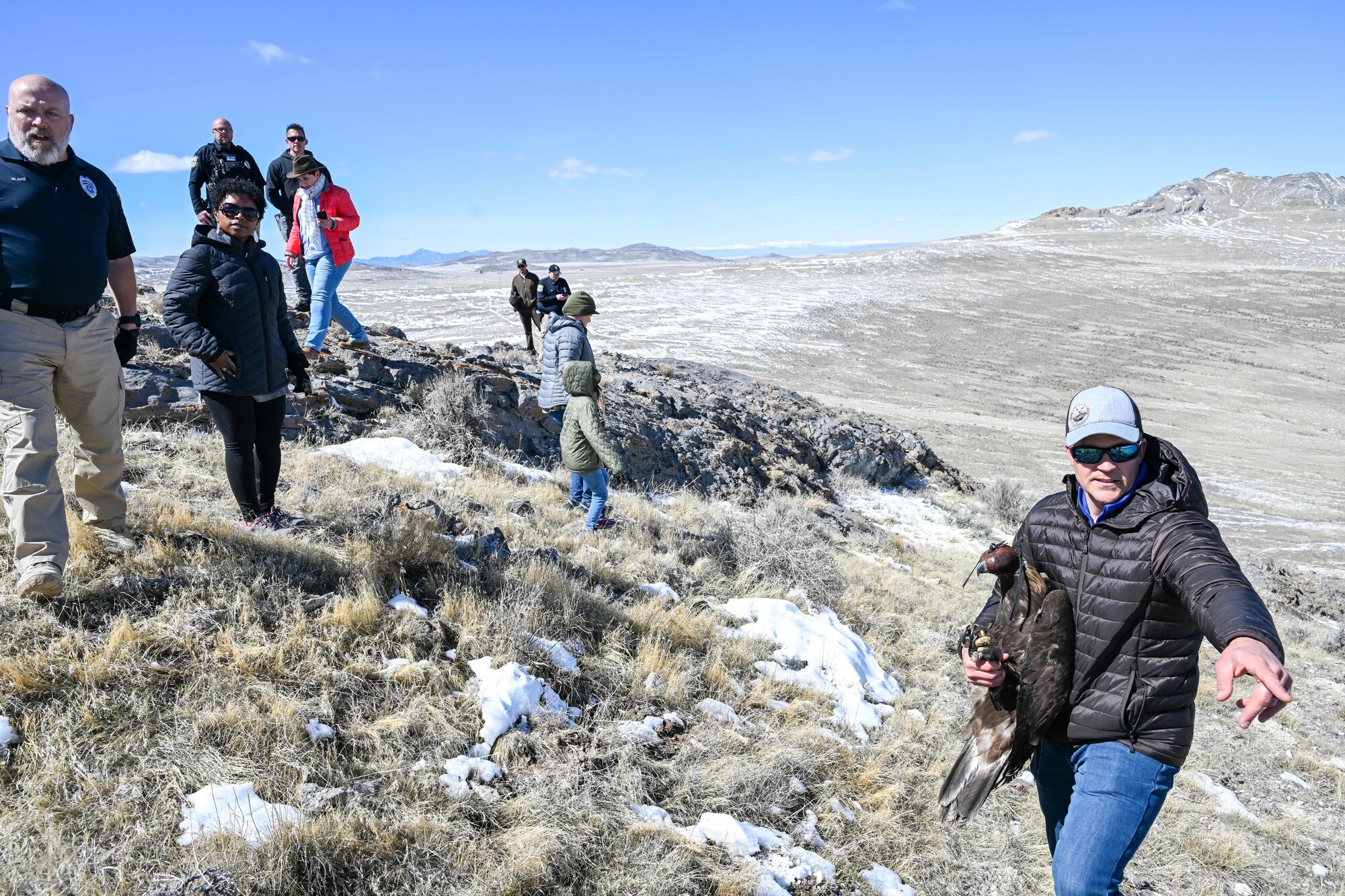 The eagle was found injured last fall, rehabilitated, and released back into the wild at the northern part of the range. (U.S. Air Force photo by Cynthia Griggs)