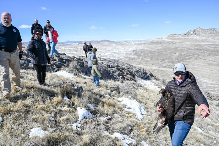 The eagle was found injured last fall, rehabilitated, and released back into the wild at the northern part of the range. (U.S. Air Force photo by Cynthia Griggs)