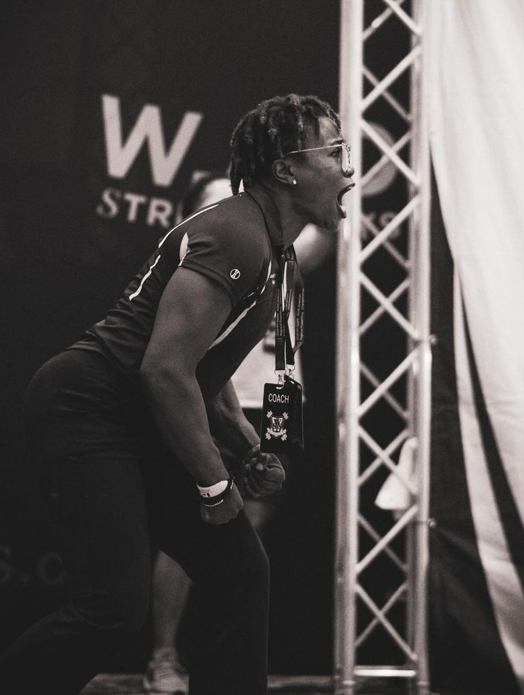 Master Sgt. Danielle Todman gets emotional at an international powerlifting event. She was recently announced as the 2024 Department of the Air Force Female Athlete of the Year. (Courtesy photo)