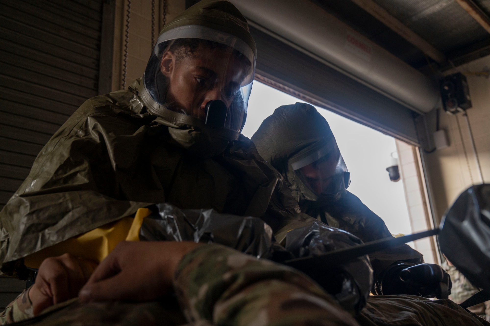 U.S. Air Force Staff Sgt. Fredelia Berreto, 8th Operational Medical Readiness Squadron dental logistics NCO in charge, secures a litter during exercise Freedom Shield 25.