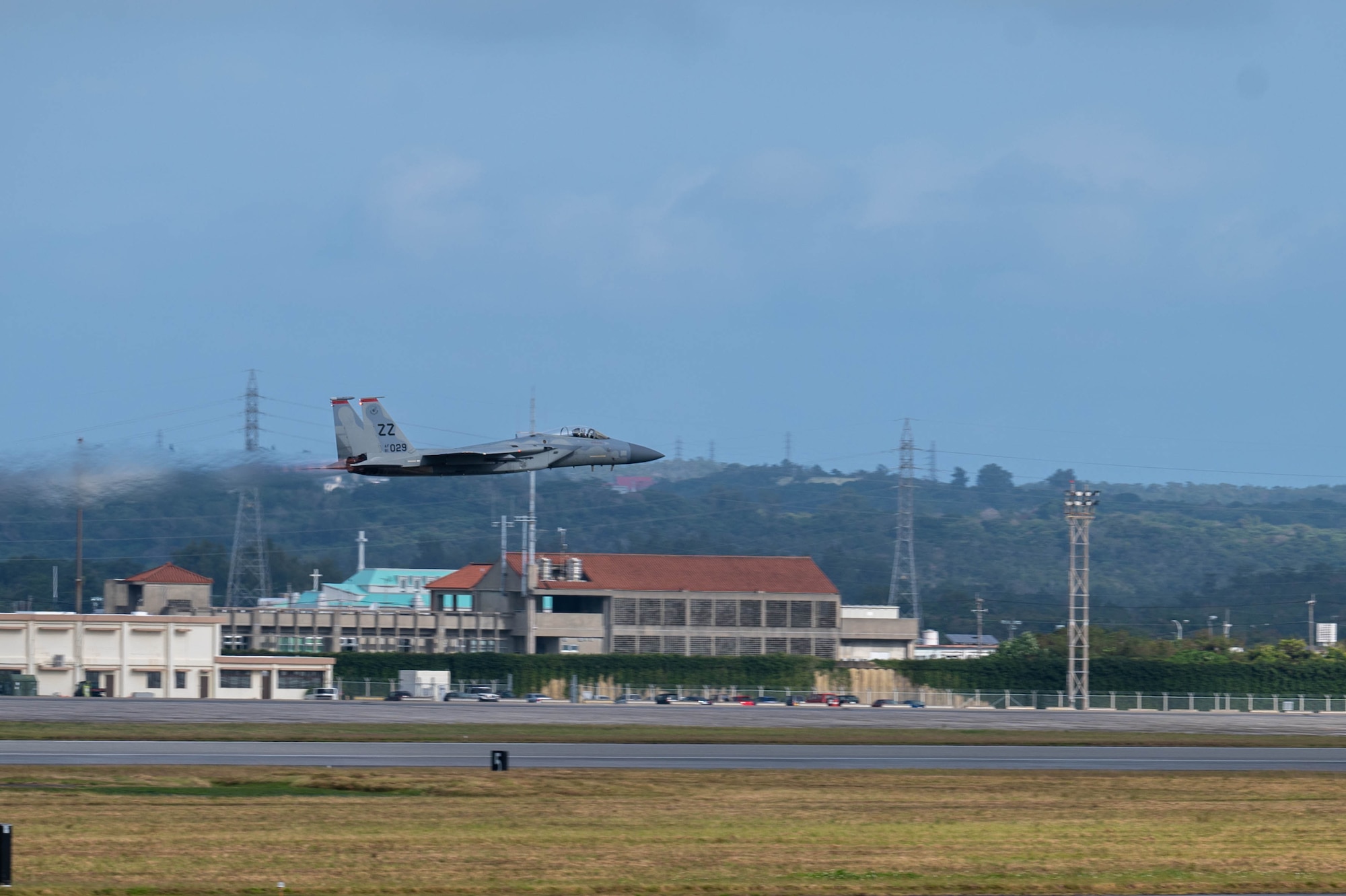 Aircraft takes off.