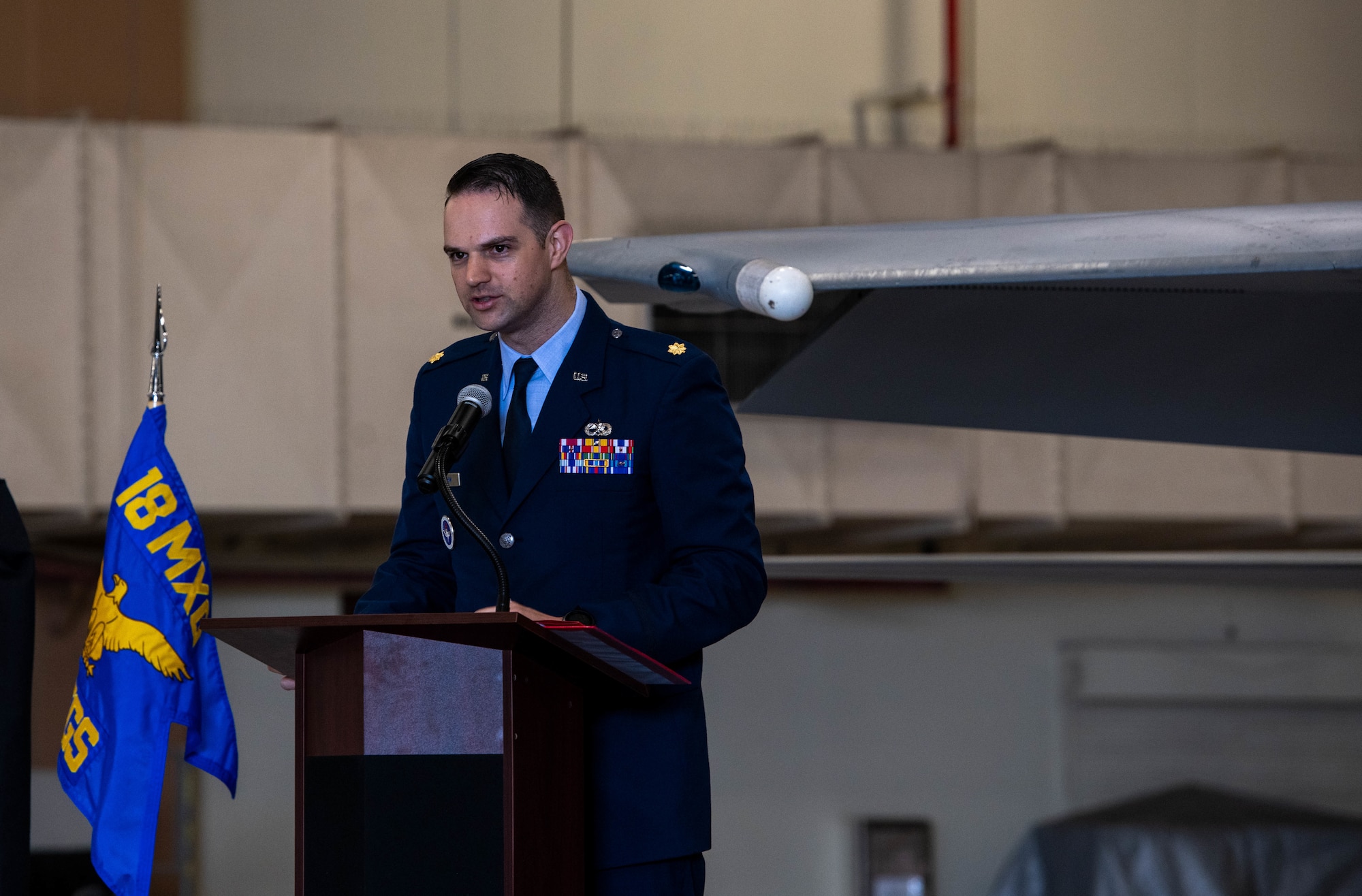 Service member gives speech.
