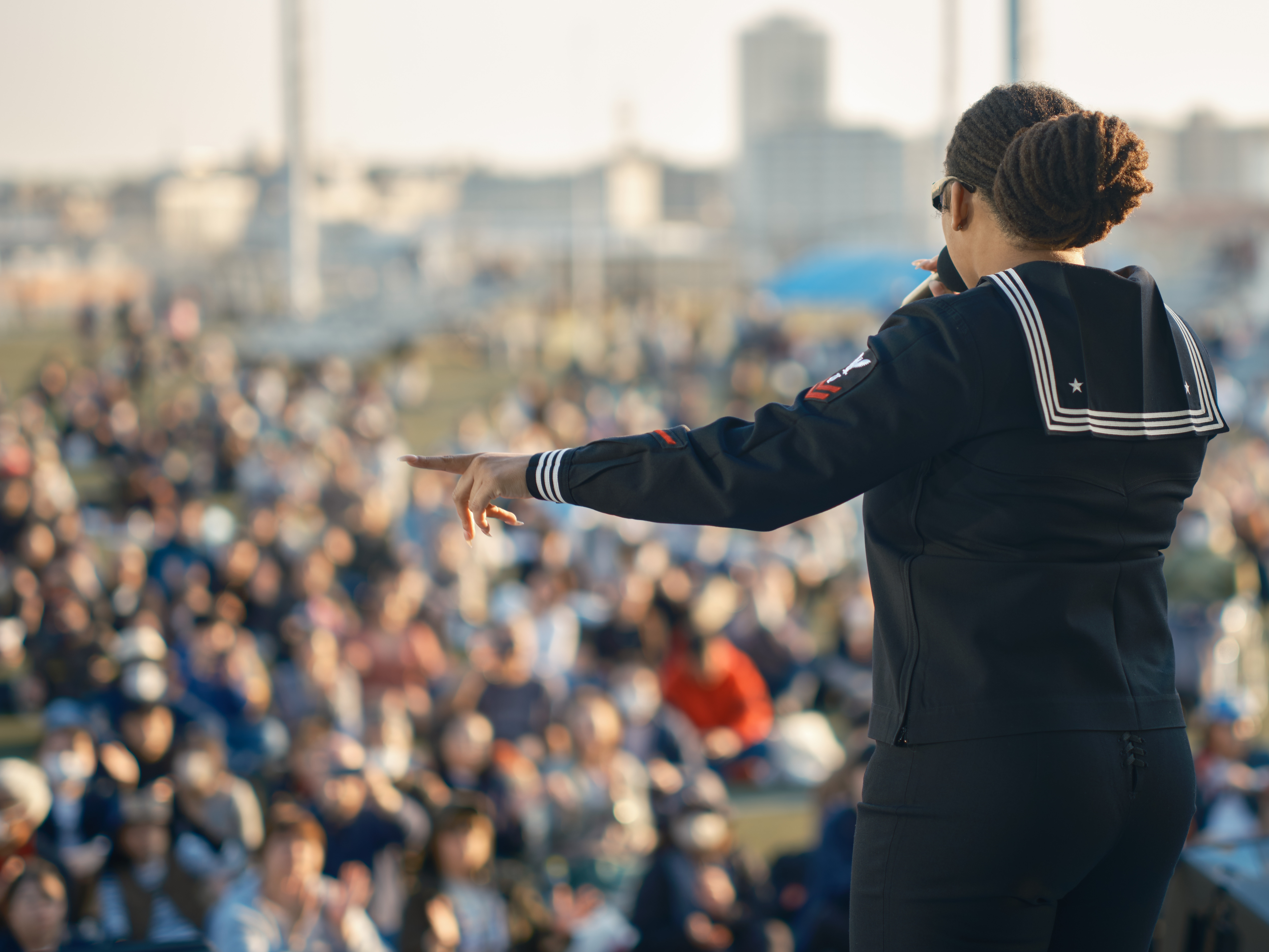 Musician 2nd Class Ashley Pollock of the 7th Fleet Band's Orient Express performs at the 29th Annual Yokosuka Spring Festival at Commander, Fleet Activities Yokosuka's (CFAY) Berkey Field March 22, 2025.