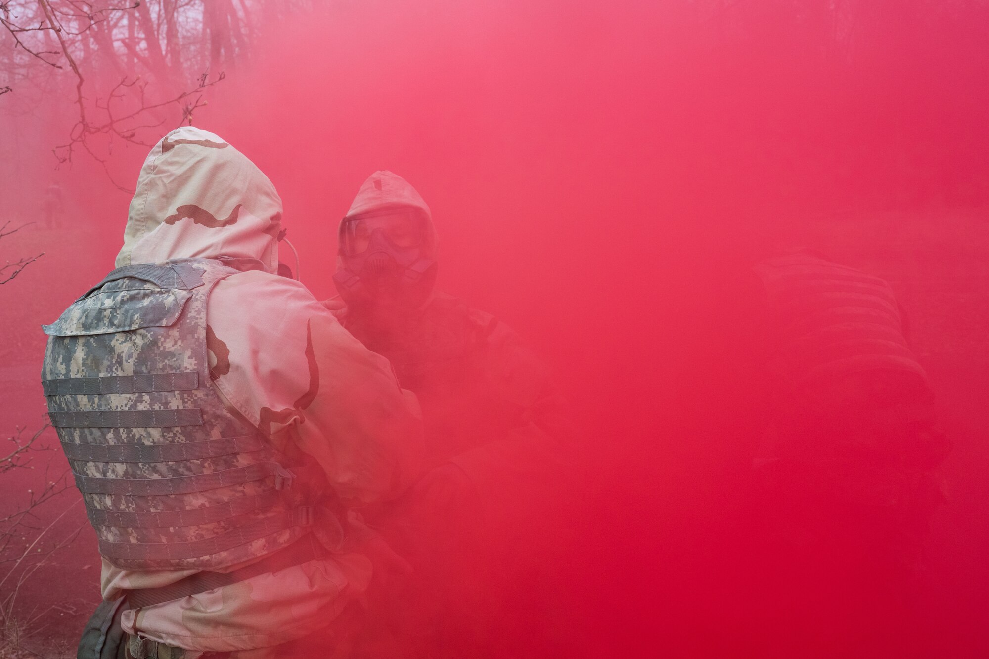 Airmen practice chemical, biological, radiological, and nuclear defense skills during a combat readiness exercise.