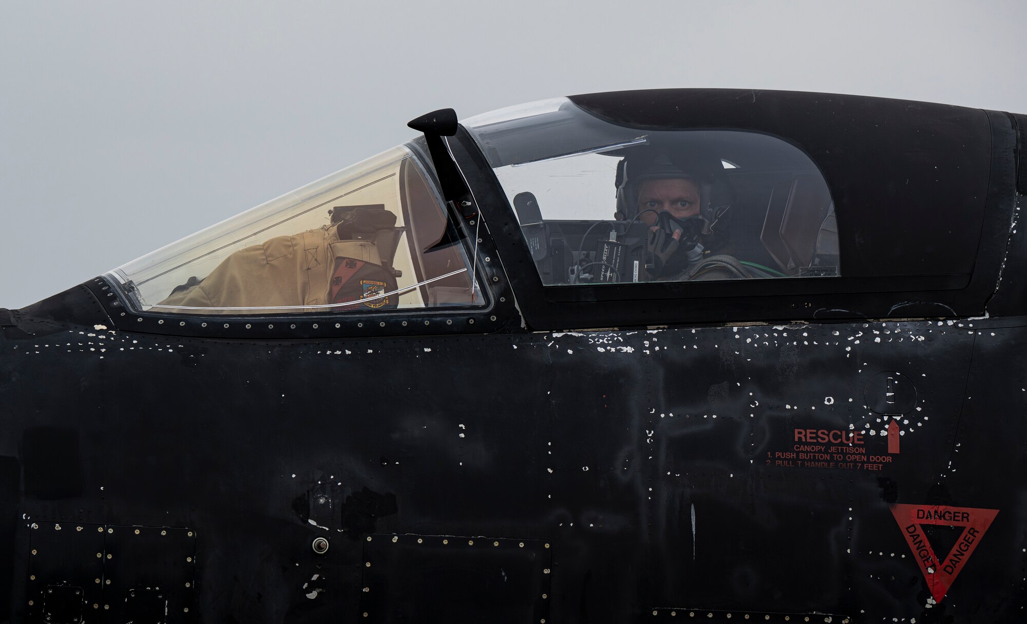 A U.S. Air Force U-2 Dragon Lady pilot awaits confirmation to taxi out to the runway at RAF Mildenhall, England, March 25, 2025.