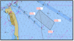 Map of security-related exercise safety zone 4 miles east of Sandy Hook, NJ
