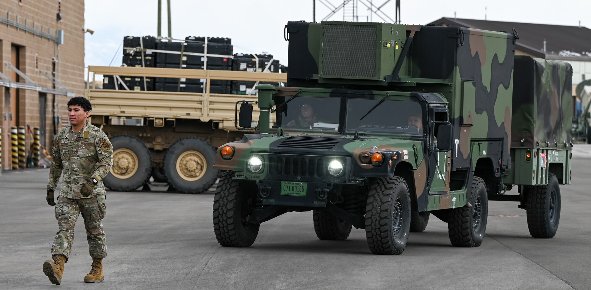 An Airman from the 729th Air Control Squadron directs vehicle movement during a deployment readiness exercise at Hill Air Force Base, Utah, Jan. 13, 2025. The exercise tested the squadron’s ability to rapidly mobilize in support of large-scale exercises.
(U.S. Air Force photo by Garrett N. Cole)