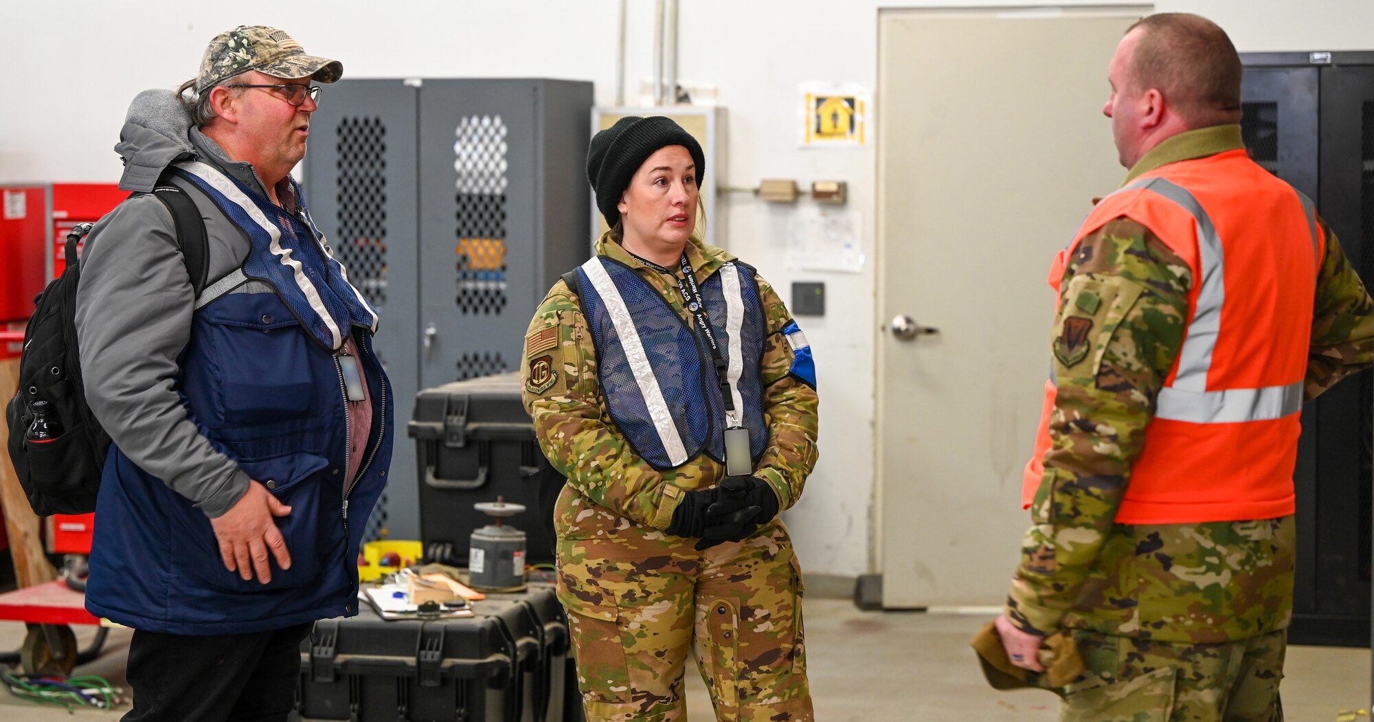 Members of the 729th Air Control Squadron speak with evaluation staff during a deployment readiness exercise at Hill Air Force Base, Utah, Jan. 13, 2025. The interaction was part of an official inspection to gauge the unit’s overall preparedness.
(U.S. Air Force photo by Garrett N. Cole)
