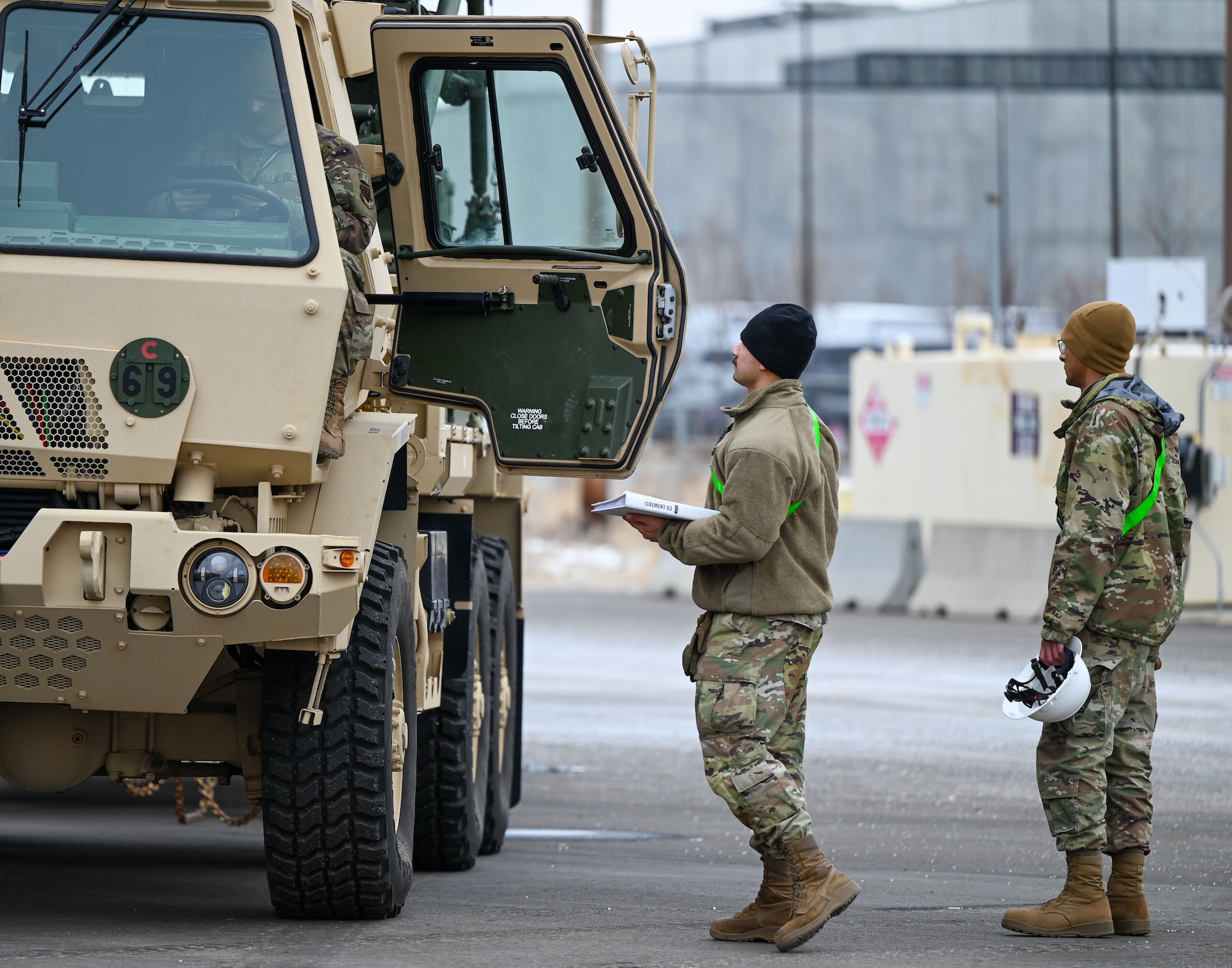 An Airman from the 729th Air Control Squadron inspects the interior of a military vehicle during a deployment readiness exercise at Hill Air Force Base, Utah, Jan. 13, 2025. The inspection is a critical step in certifying vehicles for mission deployment.
(U.S. Air Force photo by Garrett N. Cole)