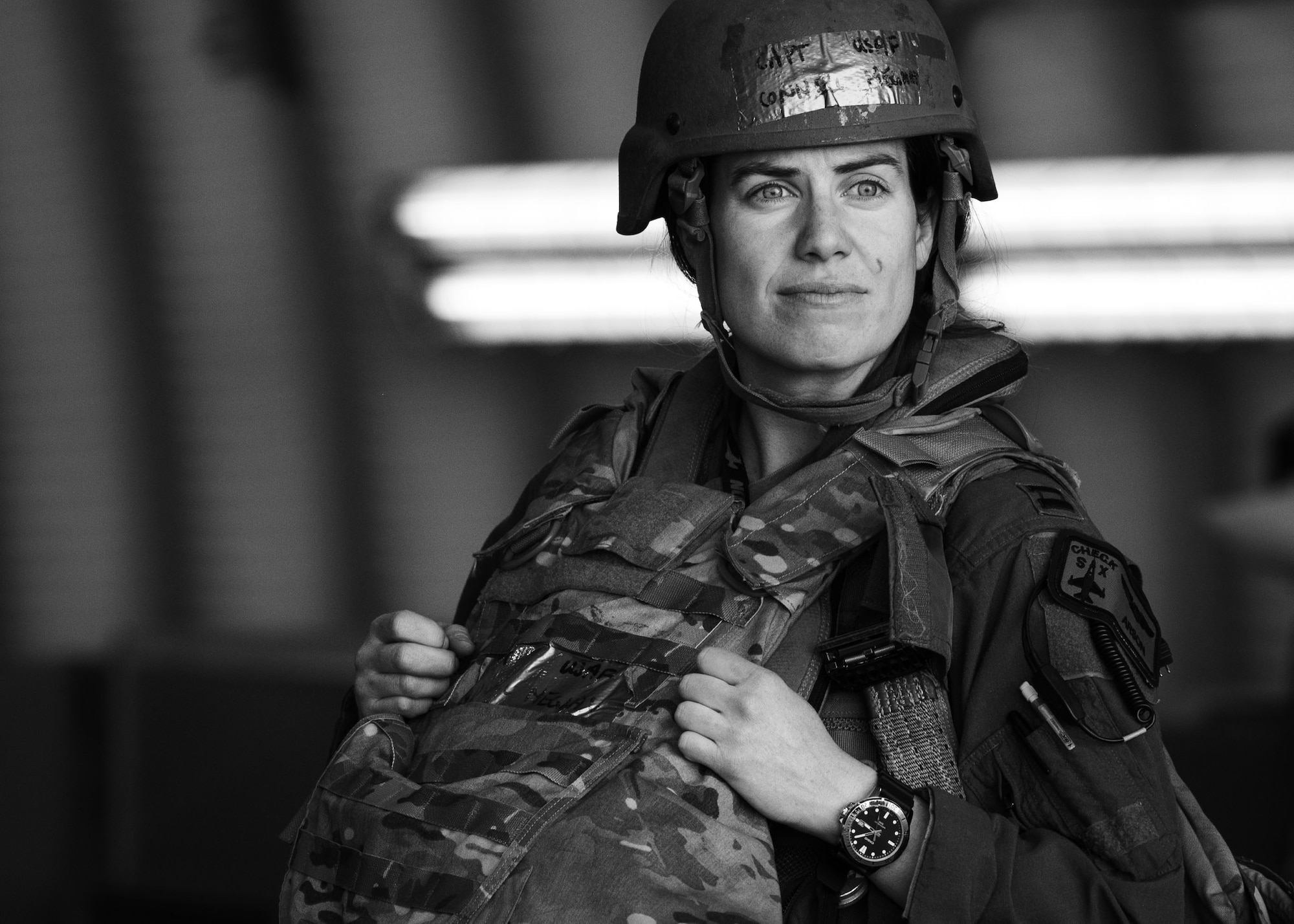 U.S. Air Force Capt. Meghan Connell, 36th Fighter Squadron F-16 Fighting Falcon pilot, looks toward the flight line during Freedom Shield 25, at Suwon Republic of Korea Air Base, March 11, 2025. As a key strategy, agile combat employment enhances force flexibility and resilience, ensuring rapid response capabilities from any location. (U.S. Air Force photo by Senior Airman Sabrina Fuller-Judd)