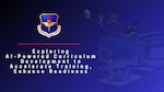 airman and robot working in classroom and picture of RAG model on blue background