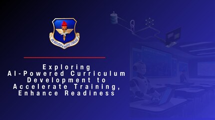 airman and robot working in classroom and picture of RAG model on blue background