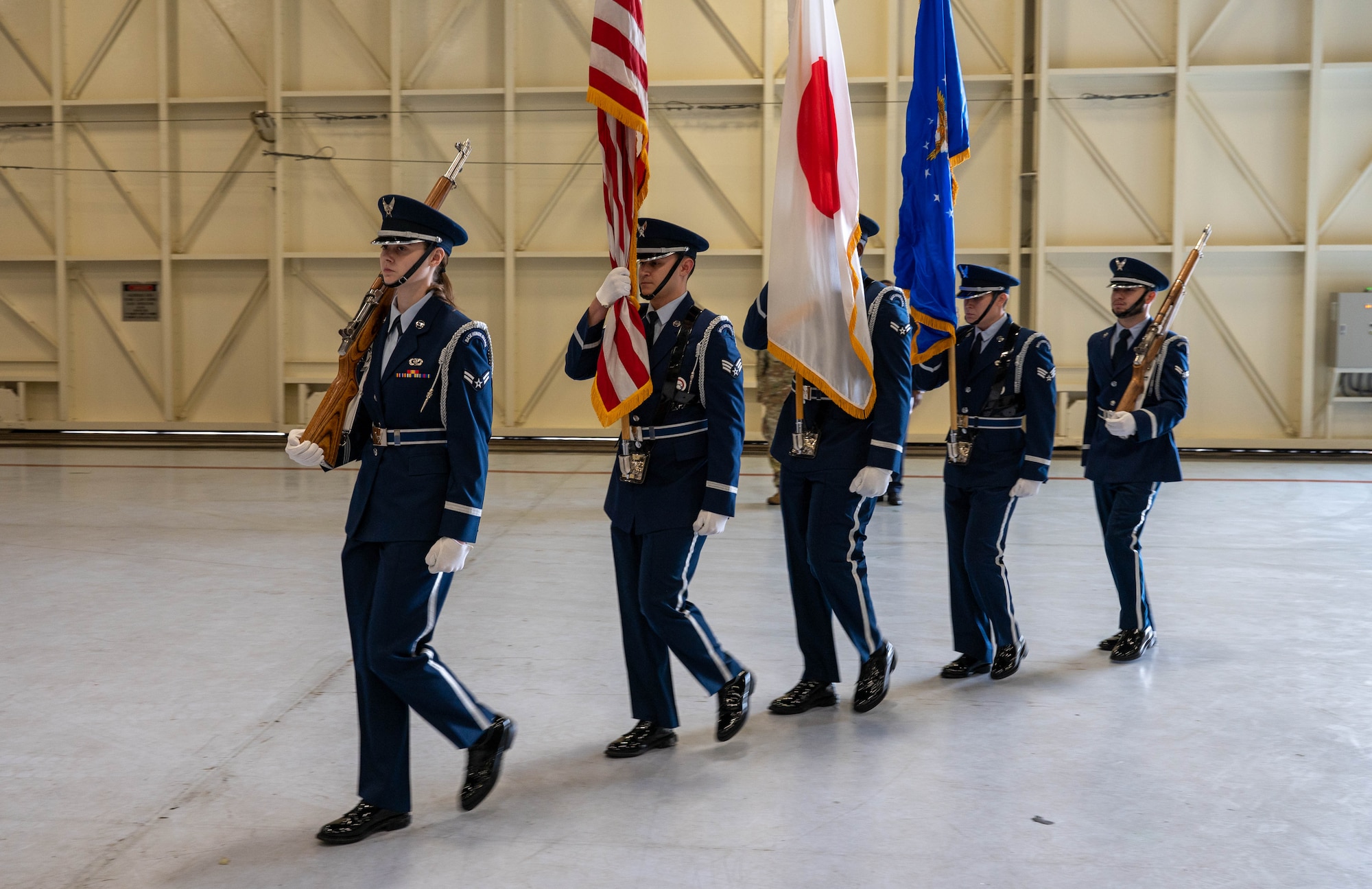 Service Members march.