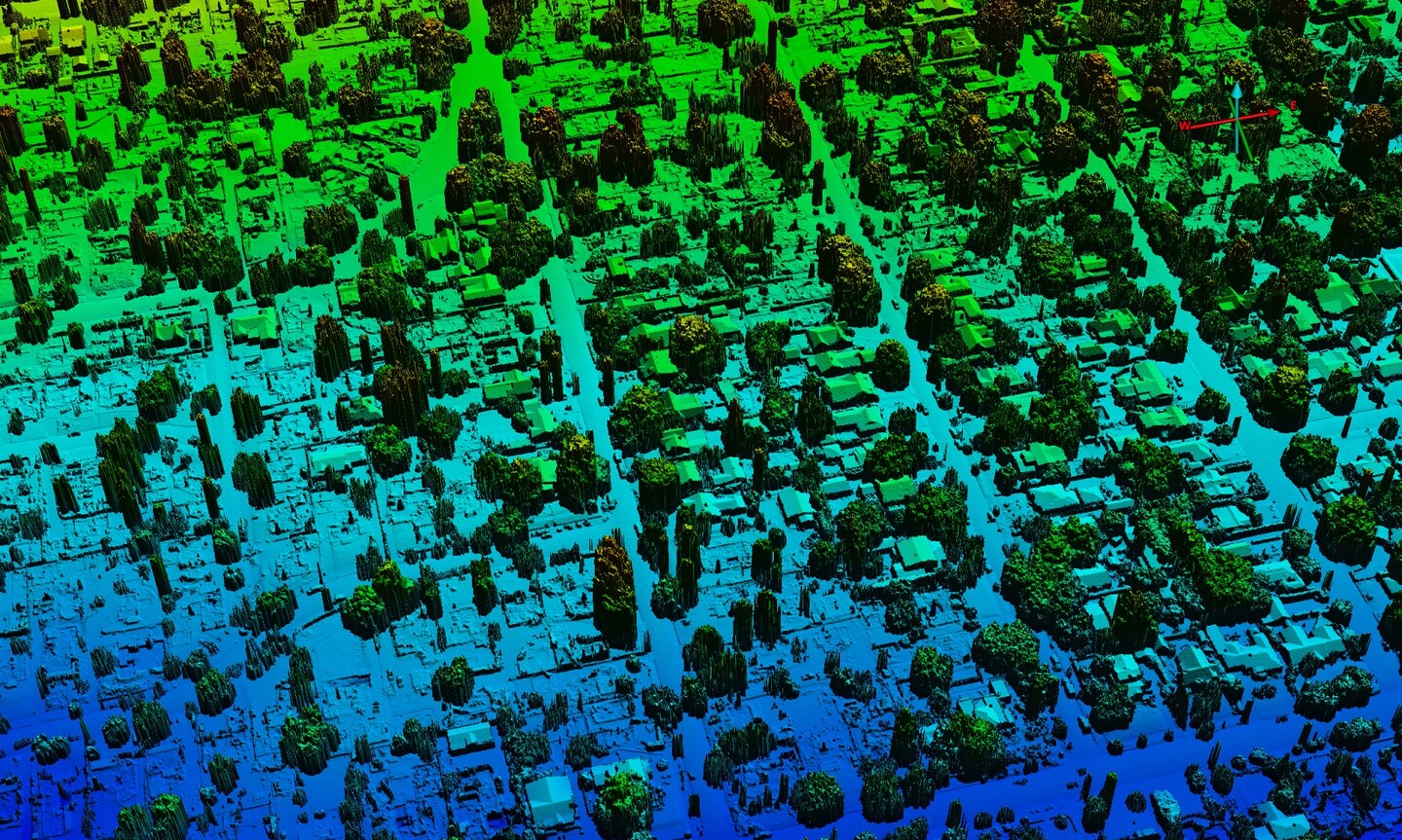 Detailed terrain data of a neighborhood affected by the Southern California wildfires