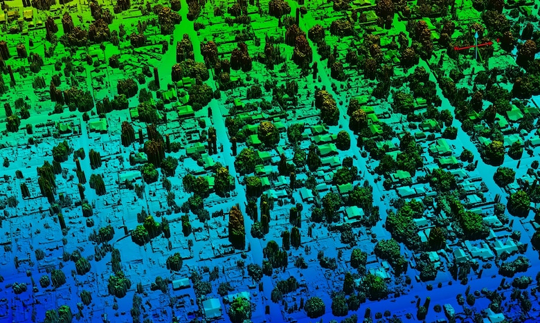 Detailed terrain data of a neighborhood affected by the Southern California wildfires