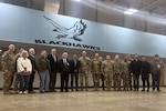 Soldiers of the Newnan-based Company B, 2nd Battalion, 121st Infantry Regiment, Georgia National Guard, provide a tour of the newly renovated Jackson-Pless Armory in Newnan, Ga. February 10, 2025, following a ribbon cutting ceremony. Facility improvements include upgraded heating and cooling systems, expanded classroom and office space and a new dedicated training building.