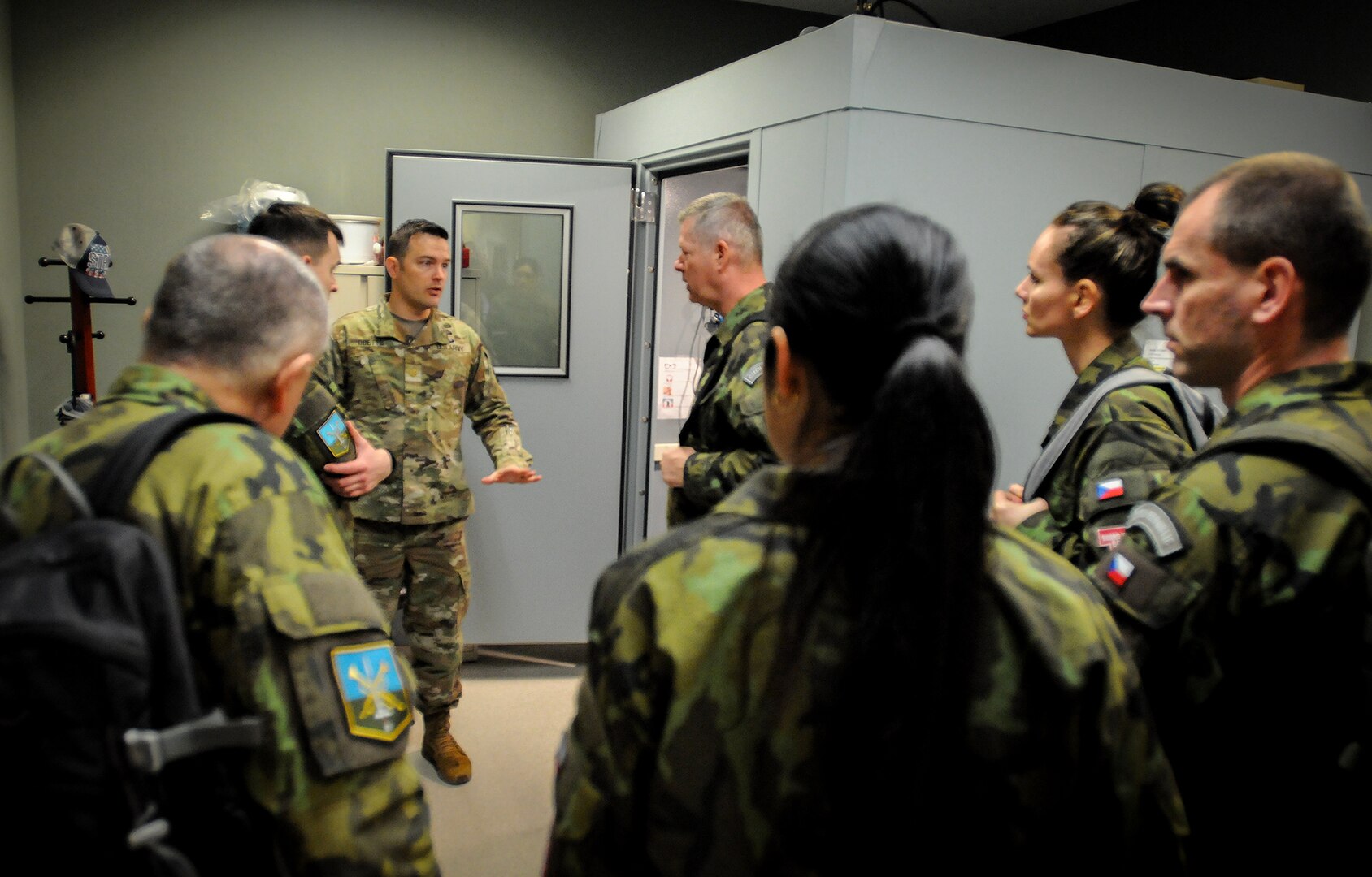 Nebraska Army and Air National Guard recruiting and retention specialists exchanged ideas and best practices with their counterparts from the Czech Armed Forces during a State Partnership Program engagement Feb. 25, 2025. The exchange focused on maintaining strength in their respective military departments.