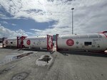 A Coast Guard inspection team identified, during a routine examination, three gas-tank containers with Anhydrous Ammonia hazardous cargo that threatened the safety and security of the Puerto Nuevo Terminals port facility in San Juan, Puerto Rico, March 26, 2025. Following the finding, an interagency team conducted a sweep of the facility to inspect additional containers. The Coast Guard Sector San Juan Captain of the Port has prohibited the facility from storing and handing Anhydrous Ammonia and certain hazardous materials due to the facility’s lack of adequate firefighting capability. (U.S. Coast Guard photo)