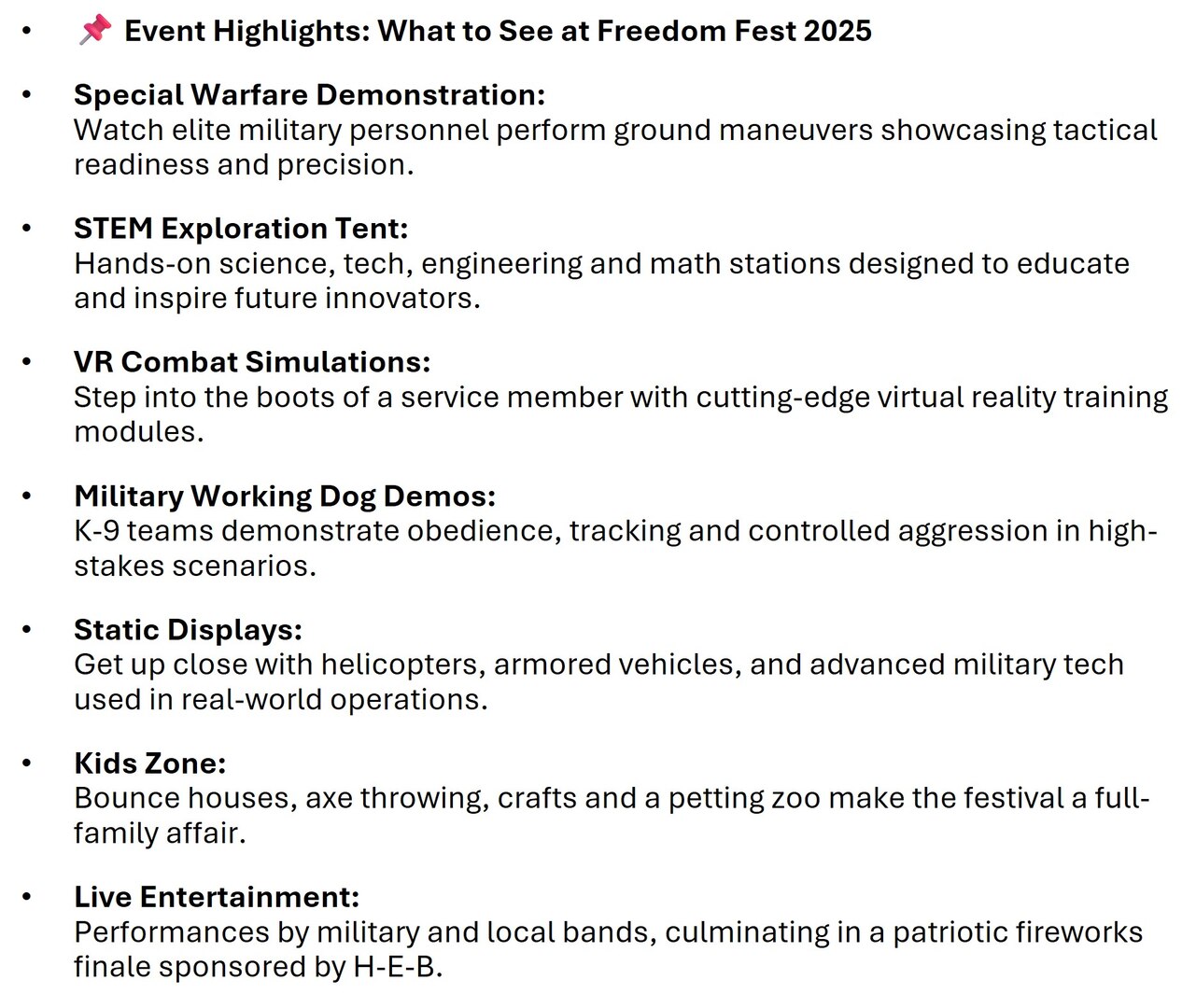 list of highlights