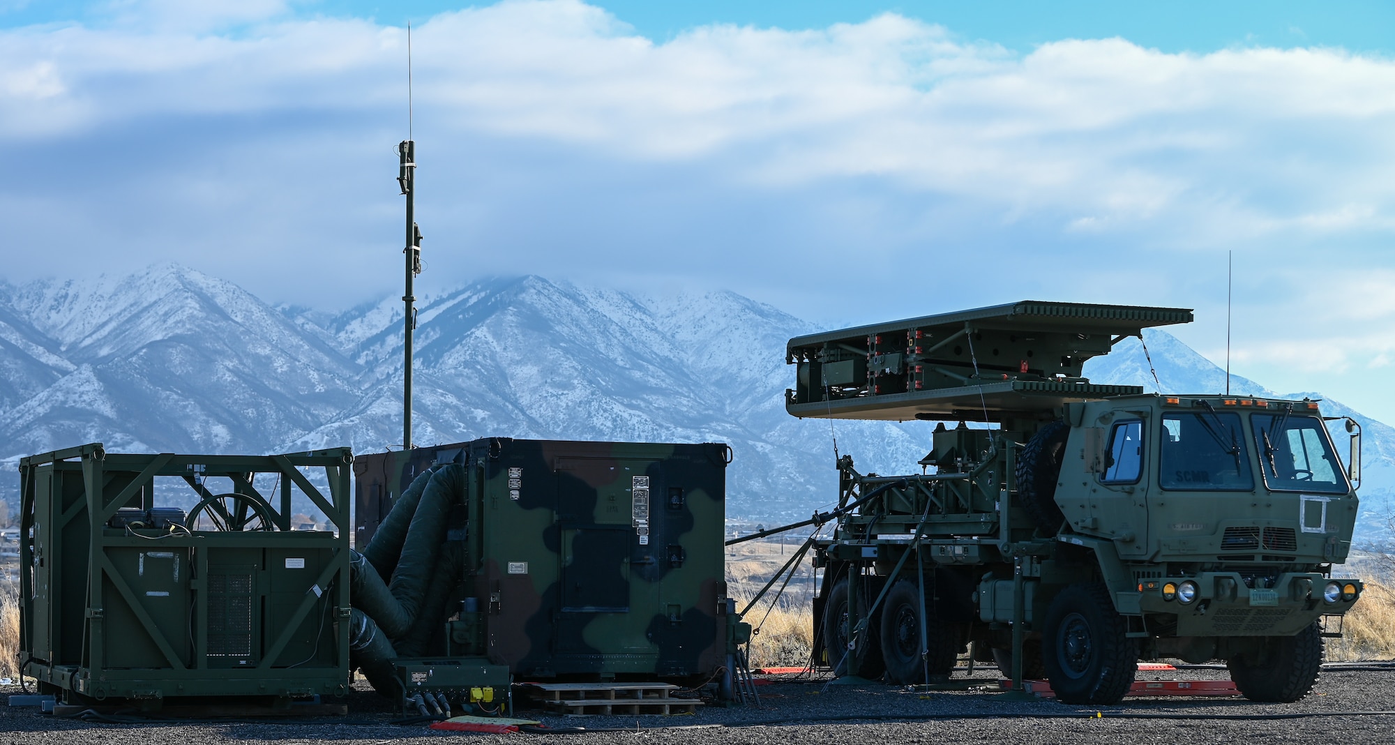 A radar system assigned to the 729th Air Control Squadron is staged at Hill Air Force Base, Utah. The system provides mobile long-range surveillance and detection to support command and control operations.
(U.S. Air Force photo by Garrett N. Cole)