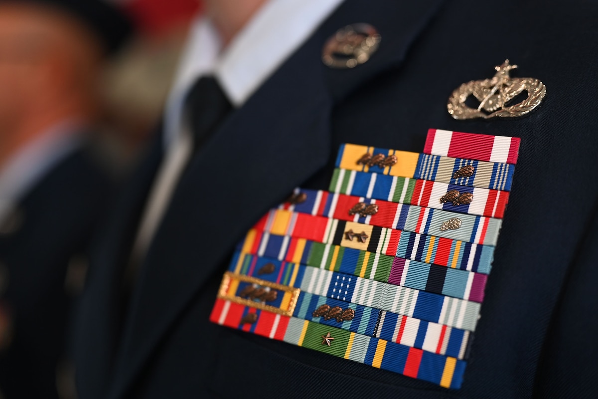 U.S. Air Force Master Sgt. John Whitmyer, 312th Training Squadron instructor stands at the position of attention in preparation for inspecting 312th TRS Airmen for the Standards and Readiness Review at the  Louis F. Garland Department of Defense Fire Academy, Goodfellow Air Force Base, Texas, March 26, 2025. The inspection was part of a wing-wide initiative to reaffirm dress and appearance standards, reinforcing discipline and readiness among the 17th TRW Airmen. (U.S. Air Force photo by Senior Airman Evelyn J. D’Errico)