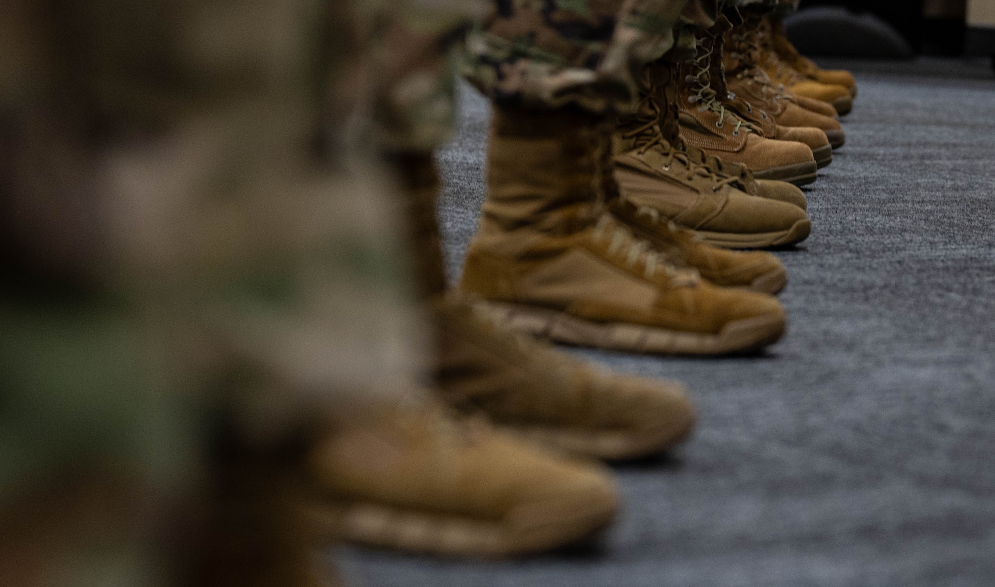 A line-up on service member's boots