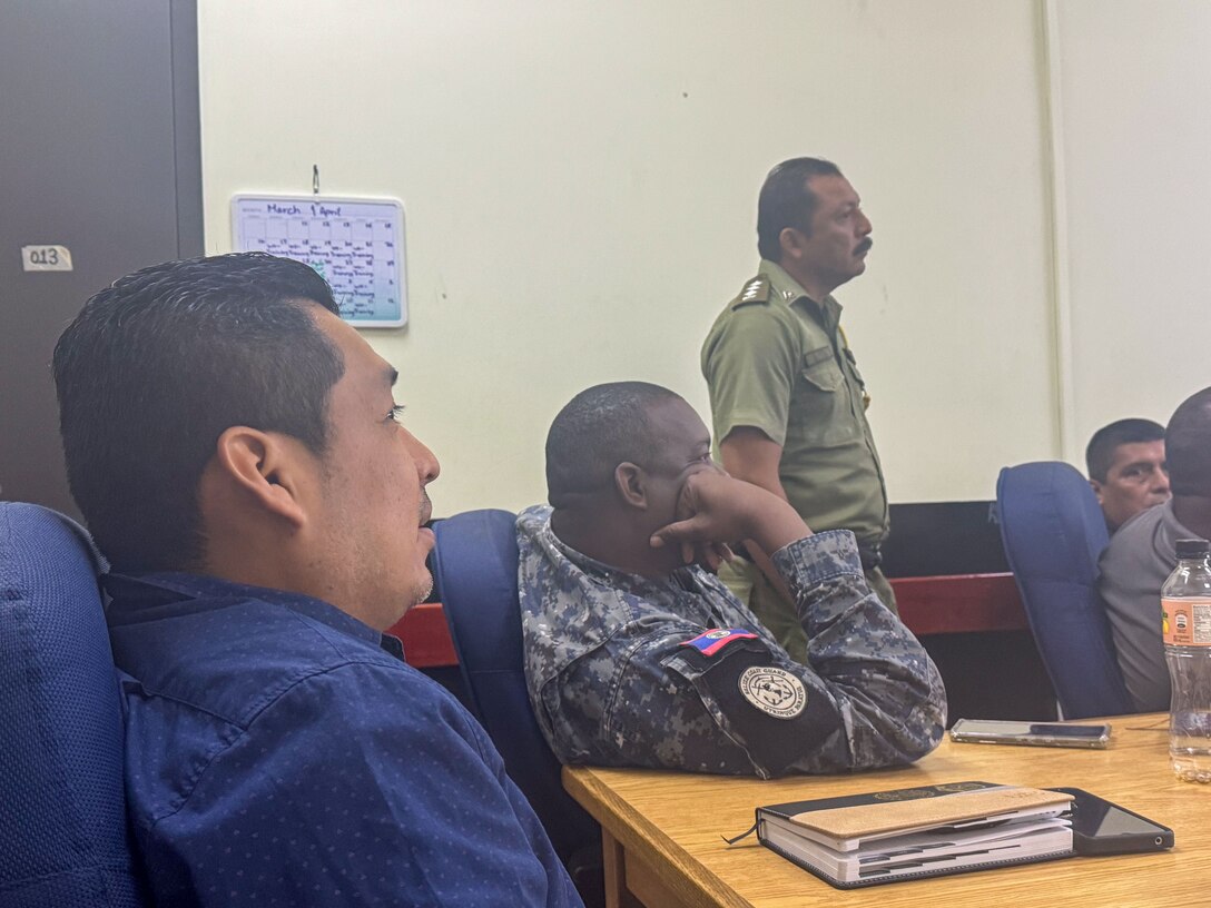 Members from the Belize Defence Force, including its Joint Intelligence Operations Center, Belize Coast Guard, and the Belize Police Department discuss a natural disaster response scenario during a JTF-Bravo led table top exercise ahead of Agile Bear 2025. Through exercises like Agile Bear, JTF-Bravo can actively train alongside partners, fostering crucial interoperability that strengthens regional security.
