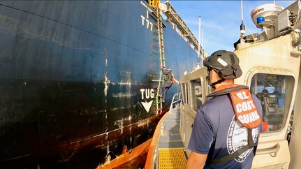 On March 23, 2025, a sector boarding team and DEA team, delivered by a Station Apra Harbor small boat, board the 607-foot China-flagged oil tanker Chang Hang Xi Wang off Guam, followed by a shoreside exam at Tristar Terminal.