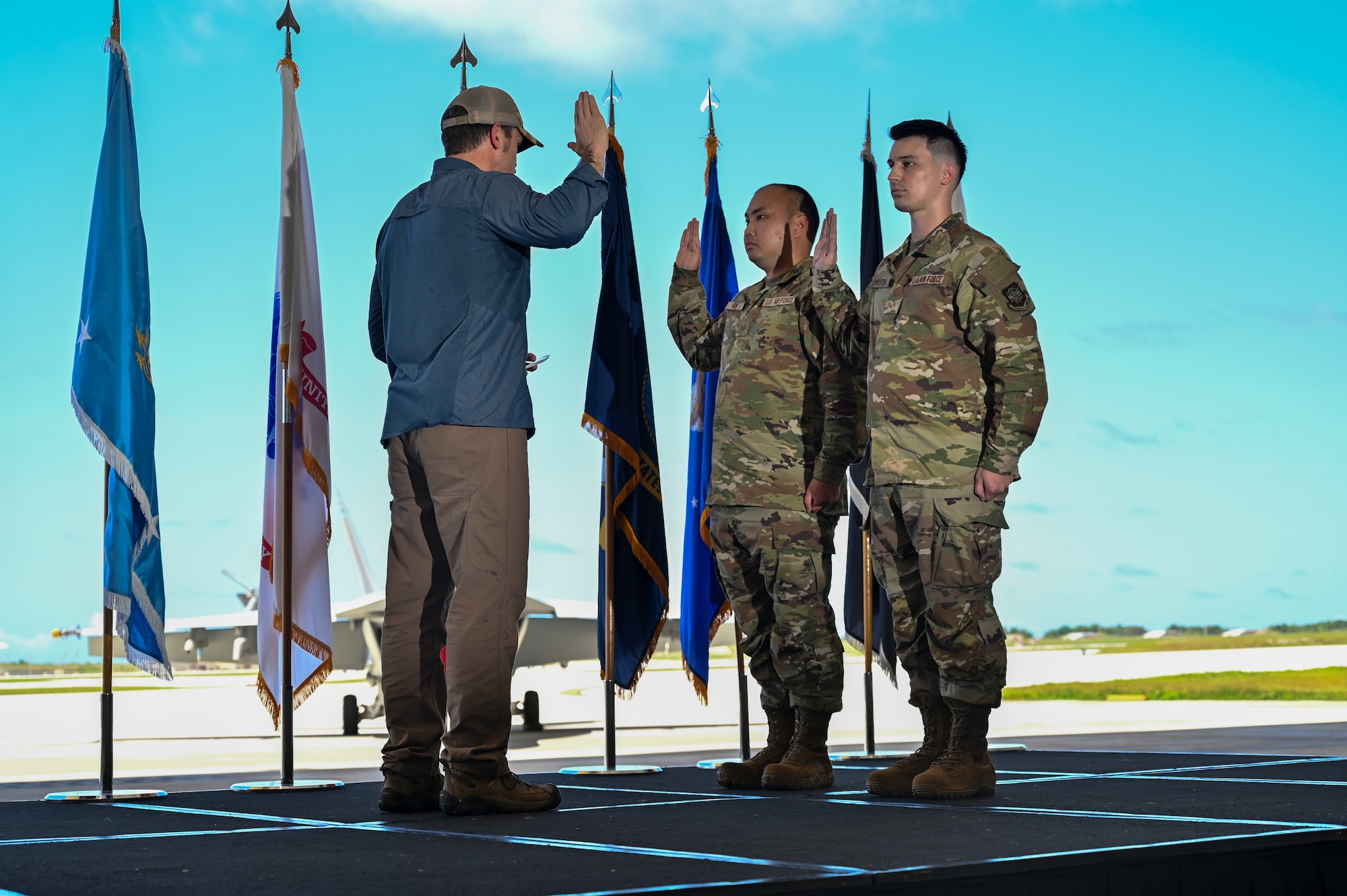 Secretary of Defense Pete Hegseth visits Andersen AFB, Guam, March 27, 2025. This was the second stop as part of his first official visit to the region where he toured the military facilities and received capabilities briefs. (U.S. Air Force photo by Staff Sgt. Michael Jones)