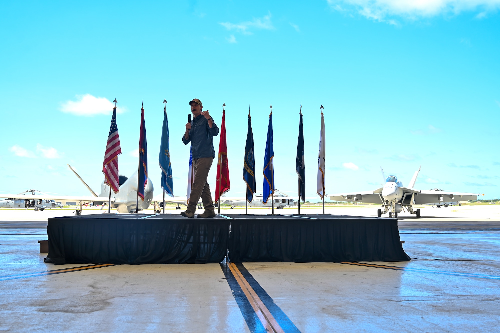 Secretary of Defense Pete Hegseth visits Andersen AFB, Guam, March 27, 2025. This was the second stop as part of his first official visit to the region where he toured the military facilities and received capabilities briefs. (U.S. Air Force photo by Staff Sgt. Michael Jones)