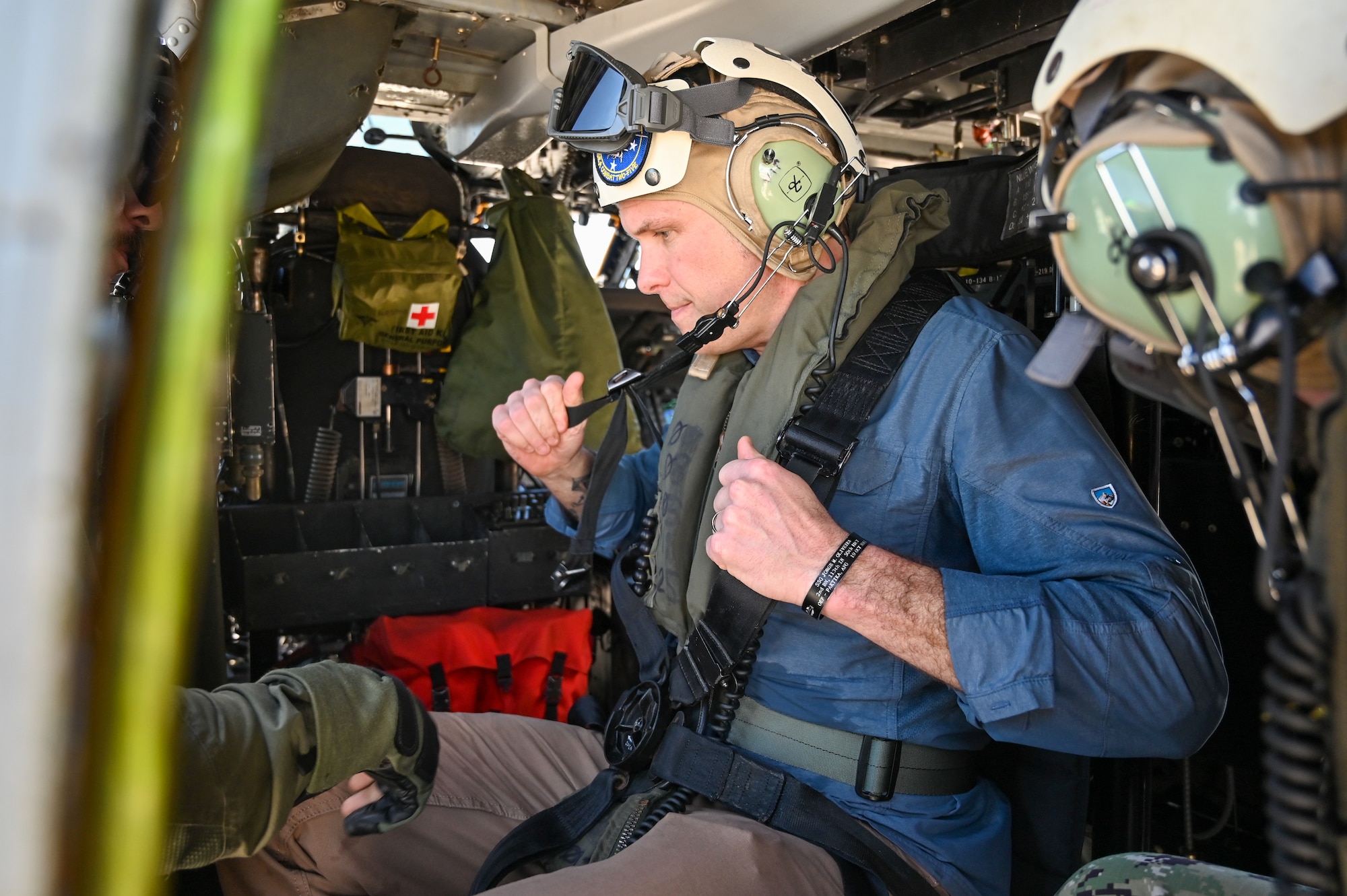 Secretary of Defense Pete Hegseth visits Andersen AFB, Guam, March 27, 2025. This was the second stop as part of his first official visit to the region where he toured the military facilities and received capabilities briefs. (U.S. Air Force photo by Staff Sgt. Michael Jones)