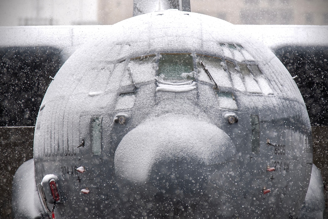 C-130 with snow on it