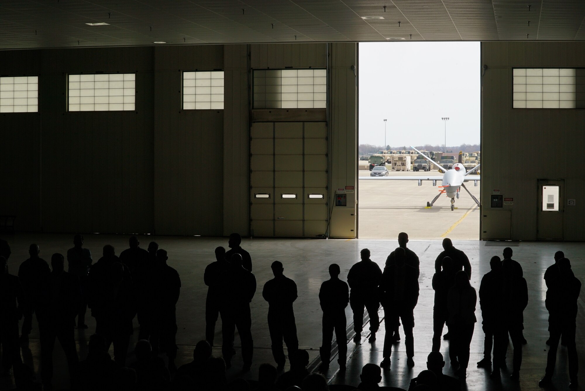 Service members, community leaders and media attend the 2025 Advanced Wrath Distinguished Visitor and Industry Leader Day, at Springfield Air National Guard base, 19 March, 2025. During the event, special guests including Maj. Gen. David B. Johnson, Ohio assistant adjutant general for Air; Andy Wilson, Director of the Department of Public Safety, Ohio; Joseph Zeis Jr., state of Ohio aerospace and defense advisor; and Col. Donald Braskett Jr., commander of the 178th Wing, spoke on the importance of military-civilian community partnerships. (U.S. Air National Guard photo by Staff Sgt. Jillian Maynus, 178th Wing)