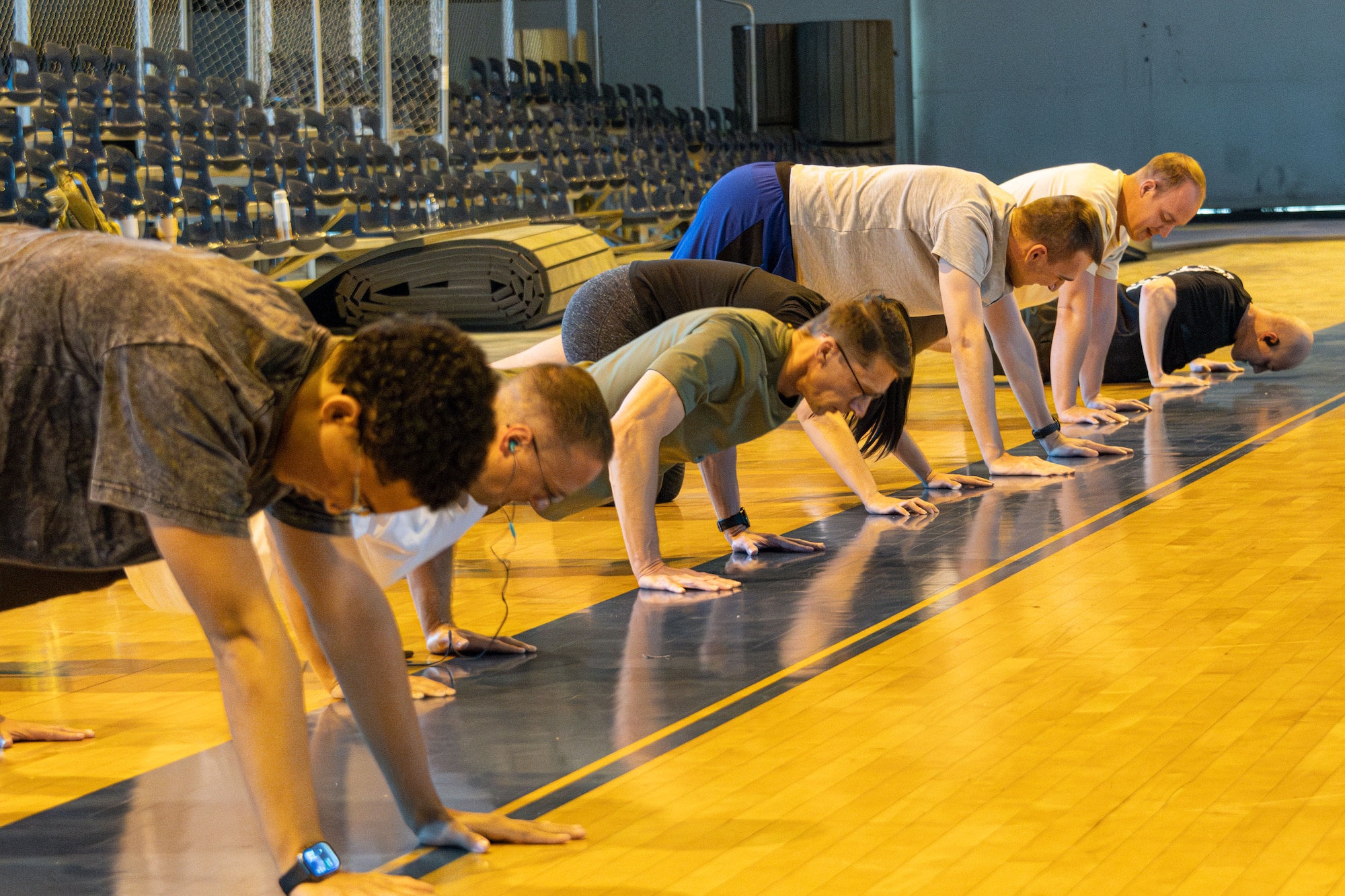 Maxwell and Gunter Airmen participate in various exercises in the Memorial Workout Initiative at Maxwell Air Force Base, Alabama, on March 28, 2025.