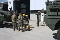 Soldiers from the 56th Stryker Brigade Combat Team conduct training on upgraded Stryker vehicles March 27, 2025, at Fort Indiantown Gap, Pa. As part of a program to modernize the 56th SBCT, the brigade is receiving 324 upgraded Strykers. (Pennsylvania National Guard photo by Brad Rhen)