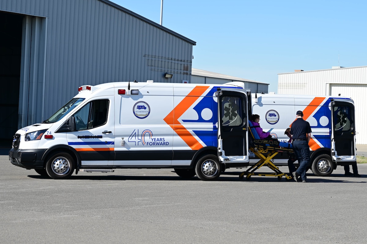 Ambulances parked.