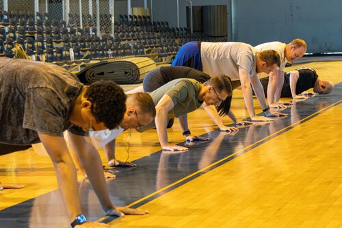 Maxwell and Gunter Airmen participate in various exercises in the Memorial Workout Initiative at Maxwell Air Force Base, Alabama, on March 28, 2025.