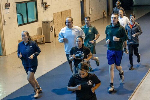 Maxwell and Gunter Airmen participate in various exercises in the Memorial Workout Initiative at Maxwell Air Force Base, Alabama, on March 28, 2025.