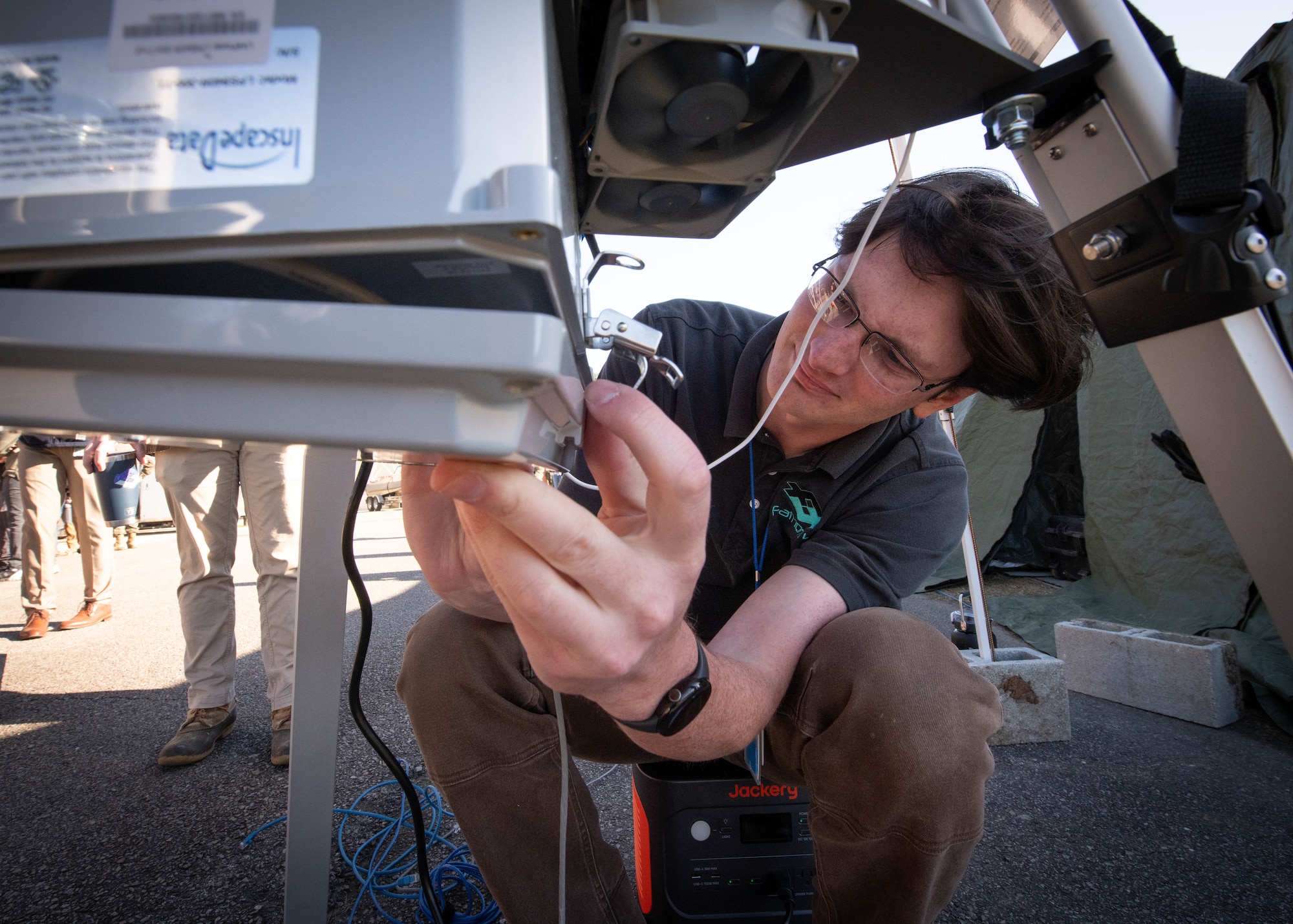 Engineer working on autonomous equipment.