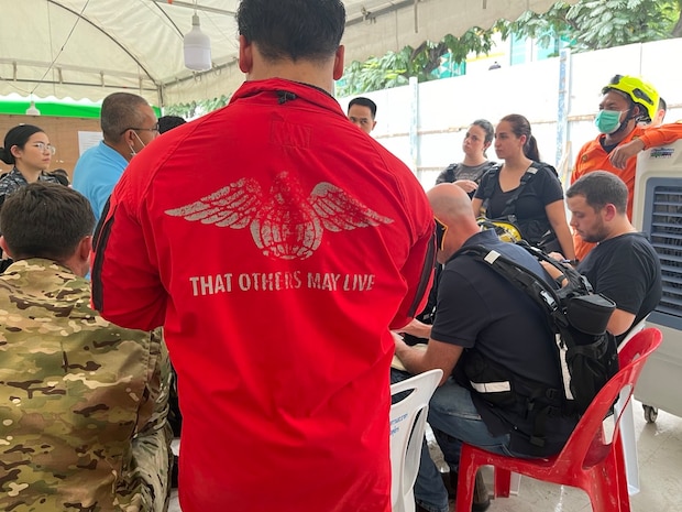 U.S. Indo-Pacific Command military personnel continue to work alongside Thai military and first responders near the collapsed State Audit Office building in Bangkok, which fell after a 7.7 magnitude earthquake affected Thailand and it's neighbor countries on March 28, 2025.